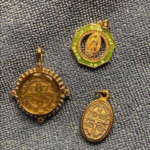 Virgins Saints & Angels Gold and Green Pendants